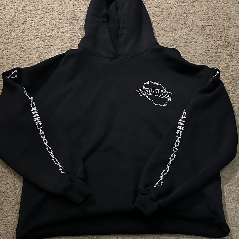 Inaka Power Rodeo Black Hoodie with White Detailing (OVERSIZED FIT)